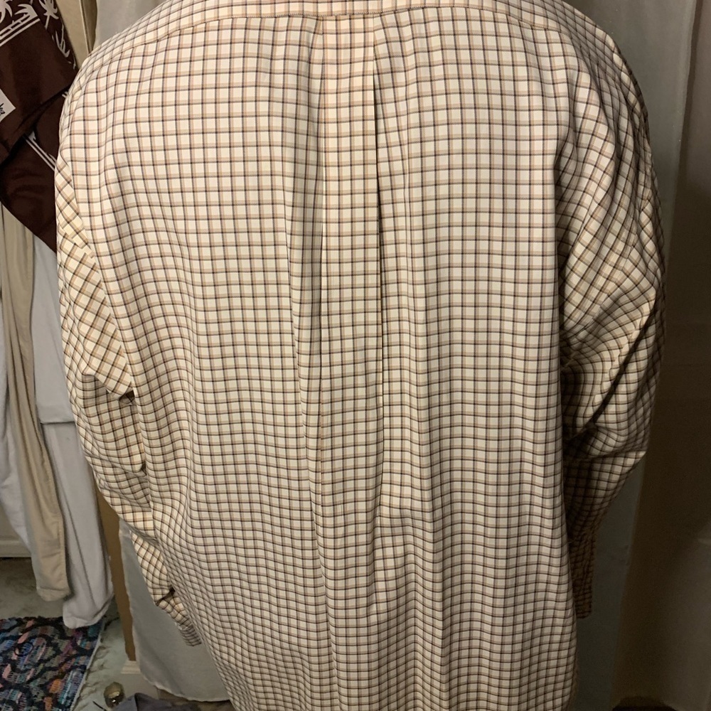 POLO RALPH LAUREN Mens Button Down Long Sleeve Oxford Shirt.Brown/ white xl - Picture 4 of 5